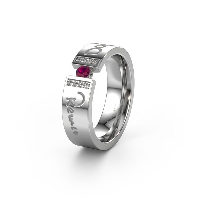 Wedding ring WH2094L16C 950 platinum ±6x2.2 mm rhodolite