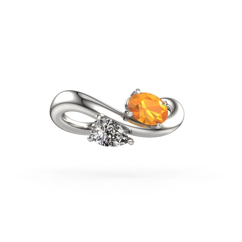Bague de fiançailles Chloe OVL-PER 585 or blanc citrine 6.5x4.5 mm