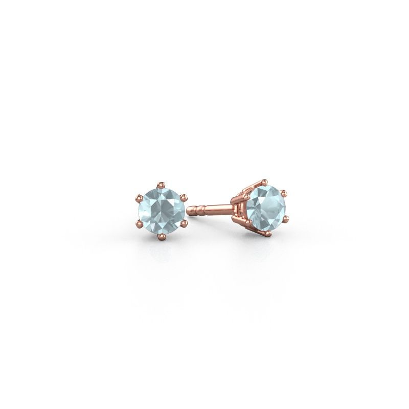 Oorbellen Fay 585 rosé goud aquamarijn 4.2 mm