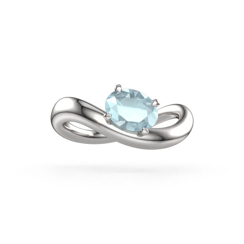 Engagement ring Chloe OVL 950 platinum aquamarine 7,5x5,5 mm