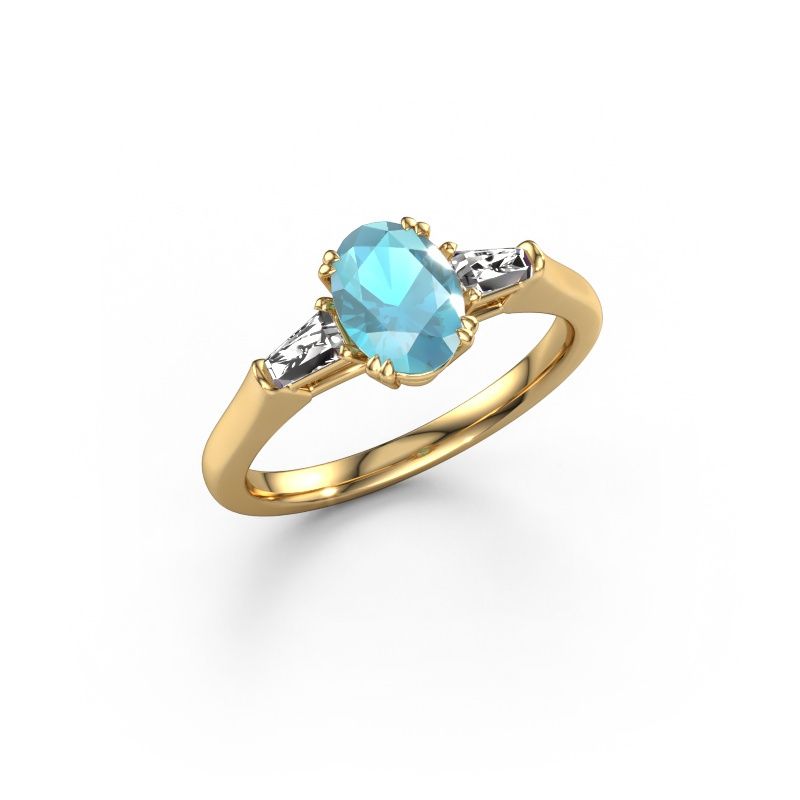 Verlobungsring Indy OVL 585 Gold Blau Topas 8x6 mm