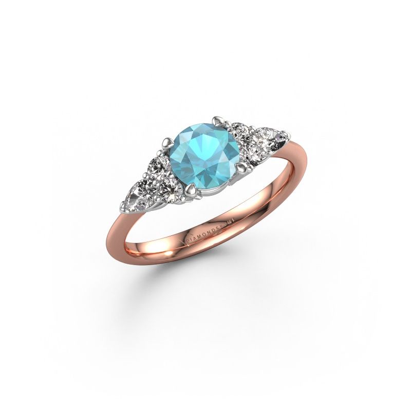 Bague de fiançailles Melani RND 585 or rose topaze bleue 6 mm
