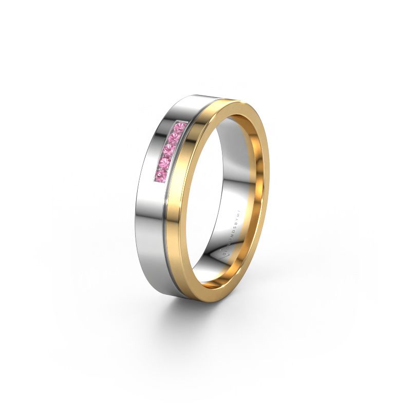 Wedding ring WH0307L15AP 585 white gold pink sapphire ±5x1.7 mm