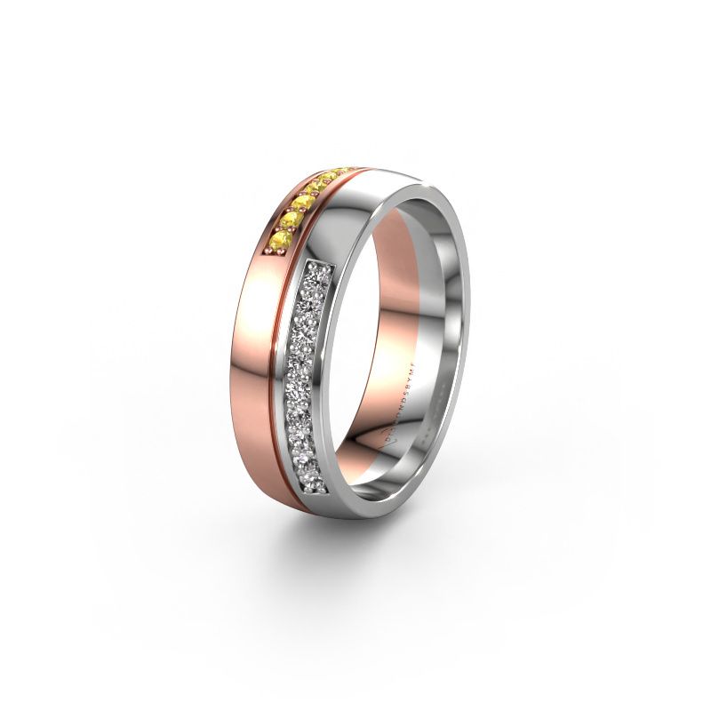 Wedding ring WH0213L26AP 585 rose gold yellow sapphire ±6x1.7 mm