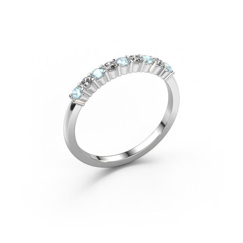Bague Yasmin 9 585 or blanc aigue-marine 2.4 mm