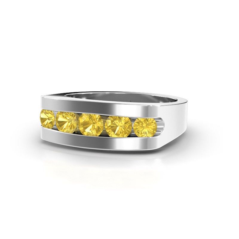 Image of Men's ring Richard<br/>950 platinum<br/>Yellow sapphire 4 mm