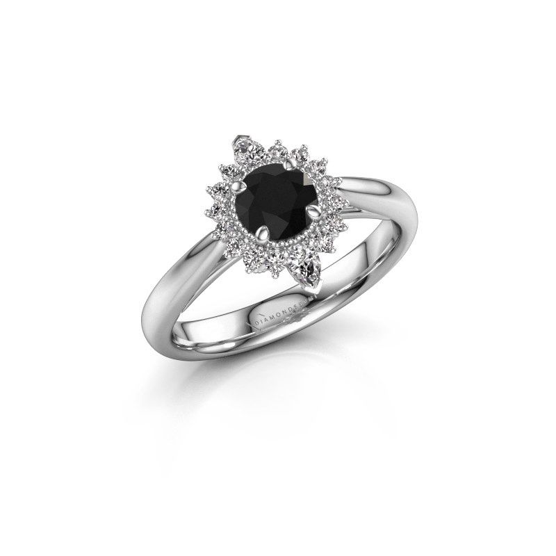 Afbeelding van Verlovingsring susan<br/>585 witgoud<br/>zwarte diamant 0.985 crt