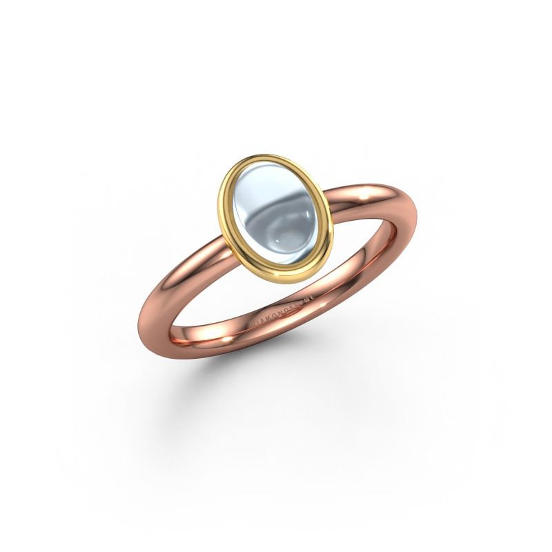 Ring Blossom OVL 2 585 Roségold Aquamarin 7x5 mm
