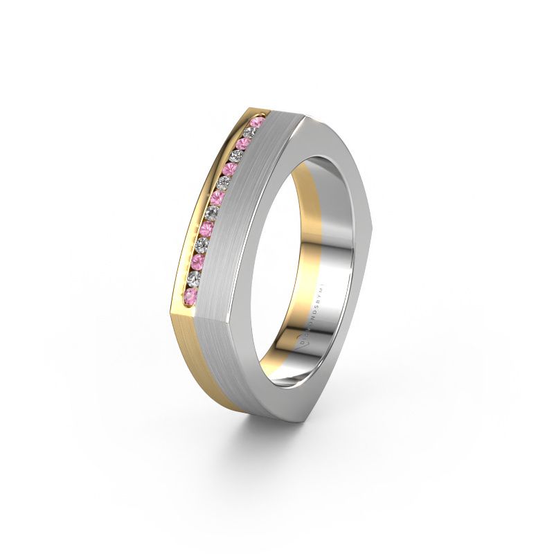Bague de mariage WH2005L 585 or jaune saphir rose ±5x2 mm