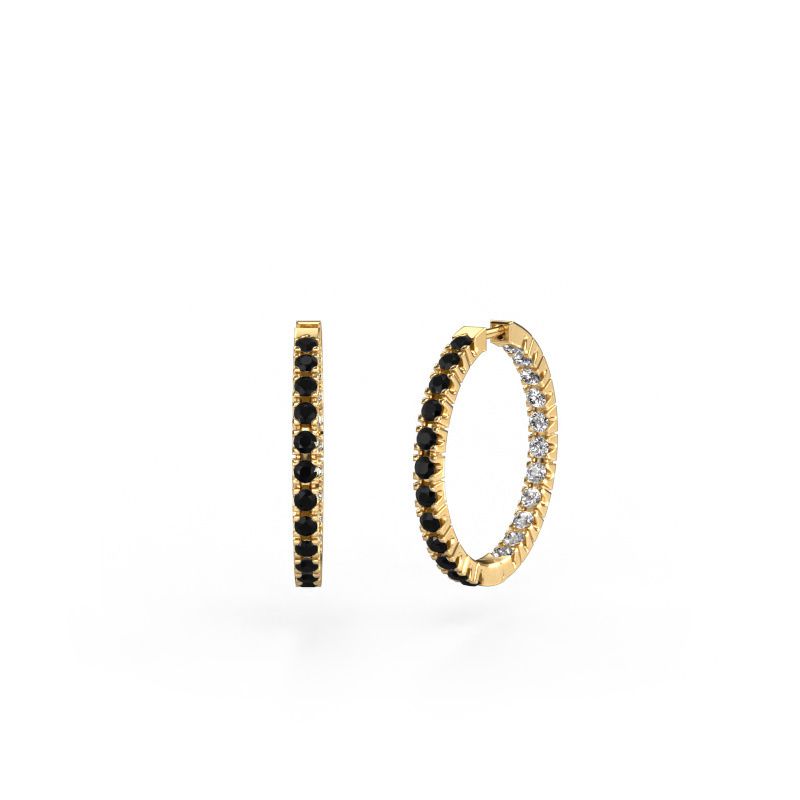 Créoles Miki 20mm 585 or jaune diamant noir 1.524 crt