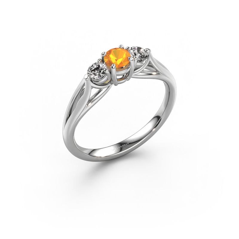 Verlovingsring Amie RND 950 platina citrien 4.2 mm
