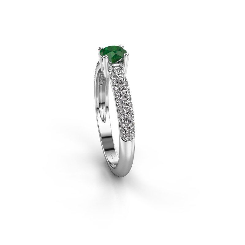 Image of Ring Marjan<br/>585 white gold<br/>Emerald 4.2 mm
