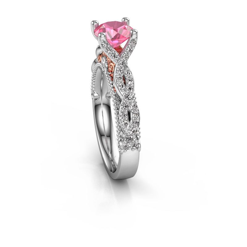 Afbeelding van Verlovingsring Chantelle<br/>585 witgoud<br/>Roze saffier 6.5 mm