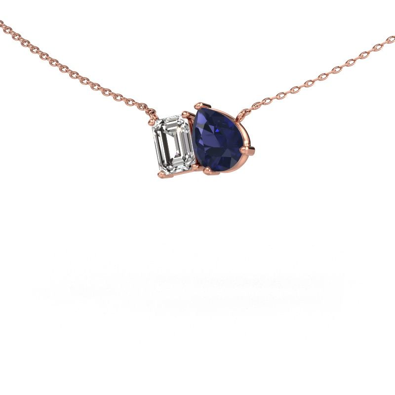 Anhänger Toi et Moi PER EME 585 Roségold Saphir 8x6 mm