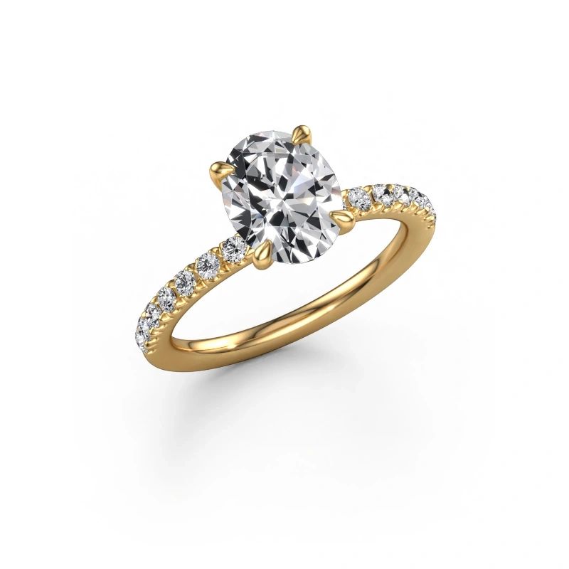 Engagement ring Crystal OVL 2 585 gold lab grown diamond 2.08 crt