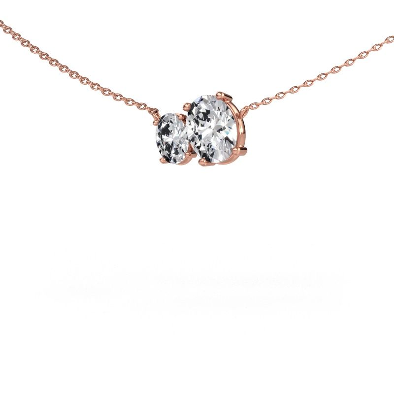 Pendant Toi et Moi OVL OVL 585 rose gold lab grown diamond 1.50 crt