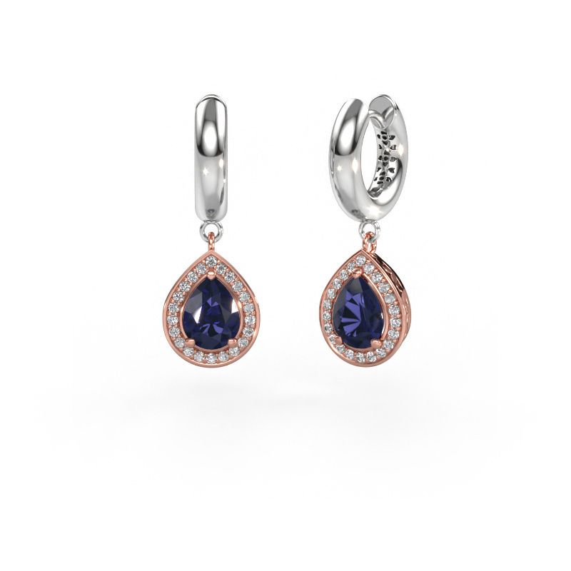 Oorhangers Barbar 1 585 rosé goud saffier 7x5 mm