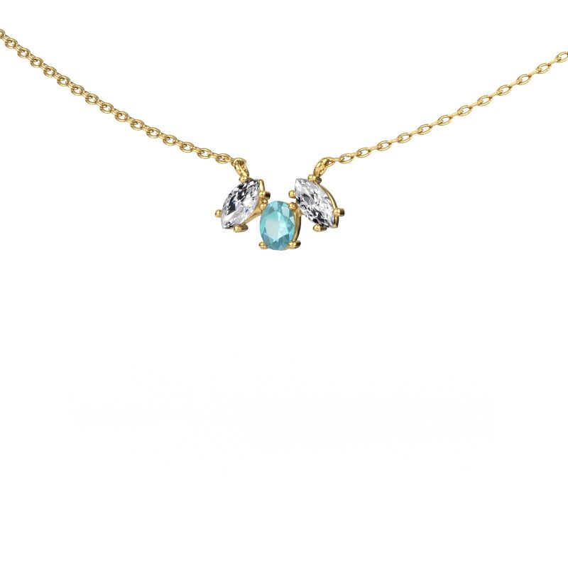 Collier Rachal 585 or jaune topaze bleue 4x3 mm