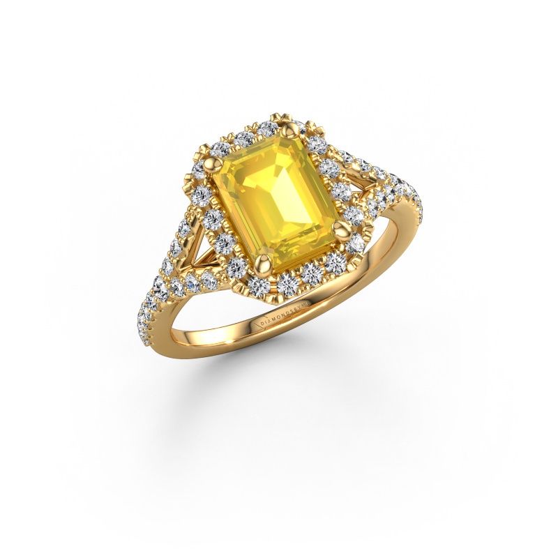 Engagement ring Kimber EME 585 gold yellow sapphire 8x6 mm