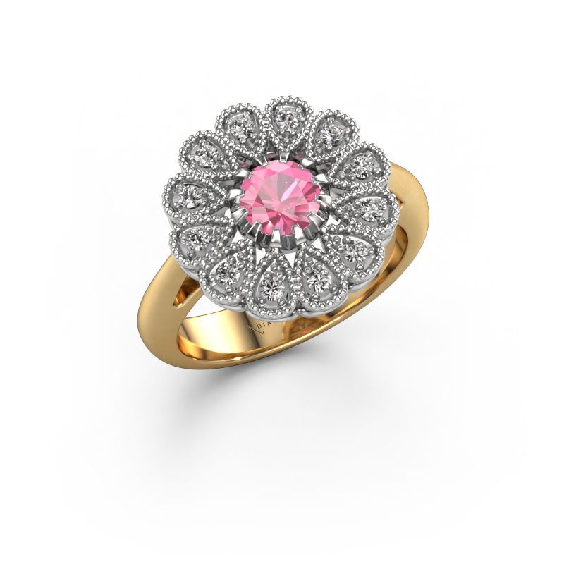 Engagement ring Kaat 585 gold pink sapphire 5 mm