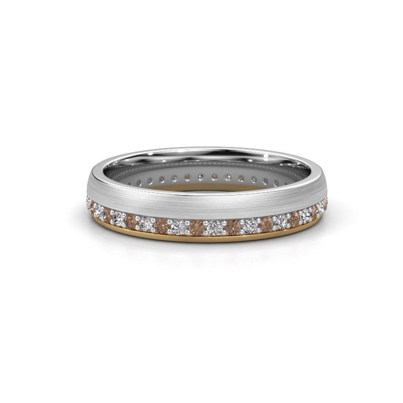 Image of Wedding ring WH0303L24AM<br/>585 white gold ±4x1.7 mm<br/>Brown diamond