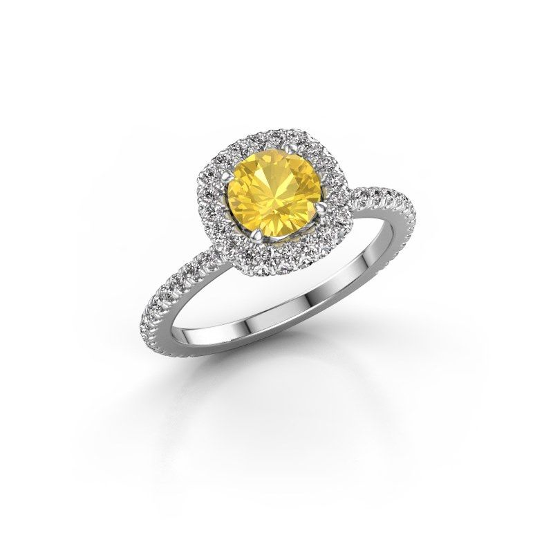 Image of Engagement ring Talitha RND 950 platinum yellow sapphire 6.5 mm