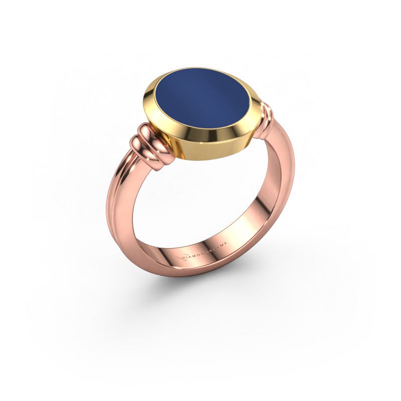 Signet ring Jake 2 585 rose gold lapis 12x10 mm