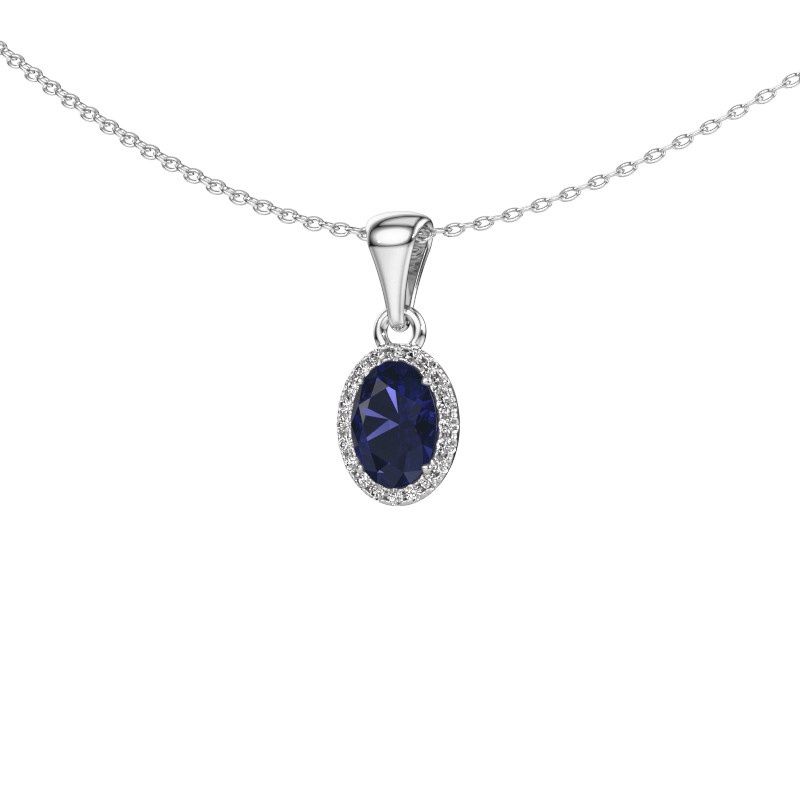 Pendant Seline ovl 585 white gold sapphire 7x5 mm