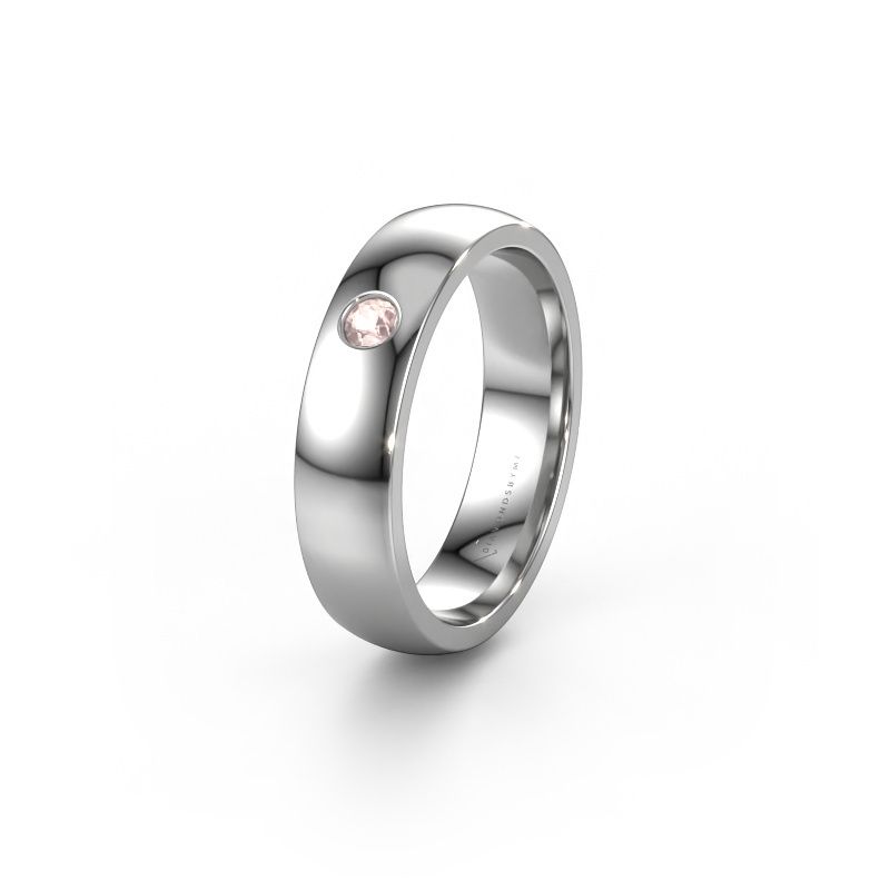 Wedding ring WH0101L25BP 585 white gold morganite champagne ±0.20x0.08 in
