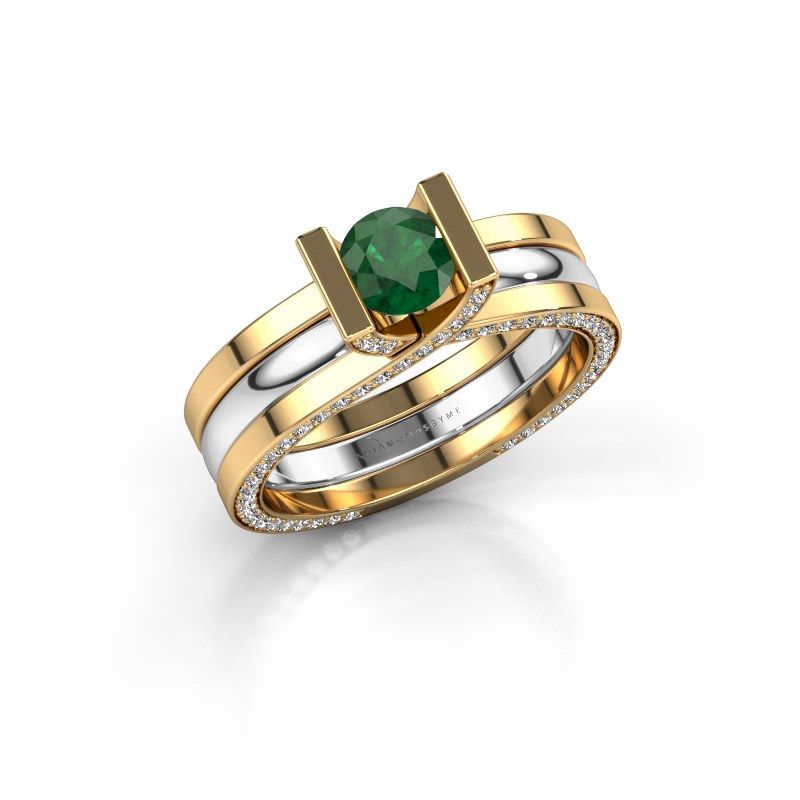 Image de Bague de fiançailles kenisha<br/>585 or jaune<br/>Emeraude 5 mm