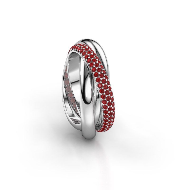 Image de Bague trinity 2<br/>950 platine<br/>Rubis 1 mm