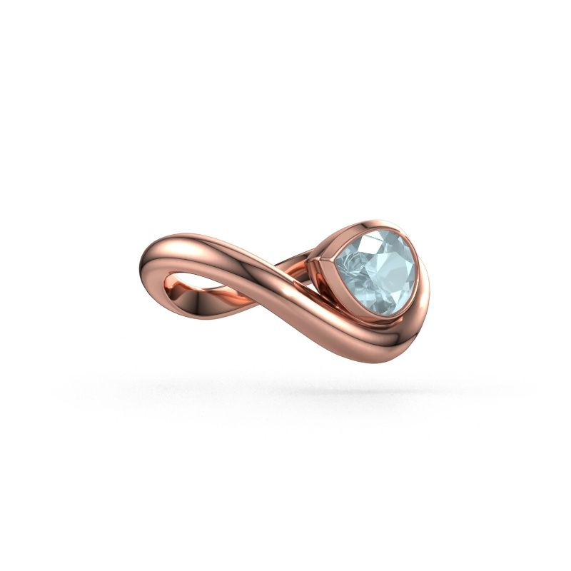 Ring Lena 585 rosé goud aquamarijn 8x6 mm