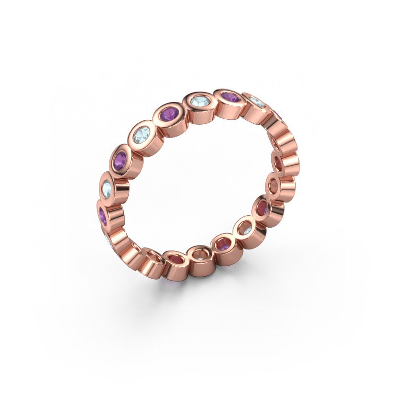 Stackable ring Edwina 1 585 rose gold aquamarine 2 mm