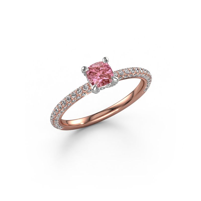Engagement ring Saskia 2 CUS 585 rose gold pink lab grown diamond 4.5 mm