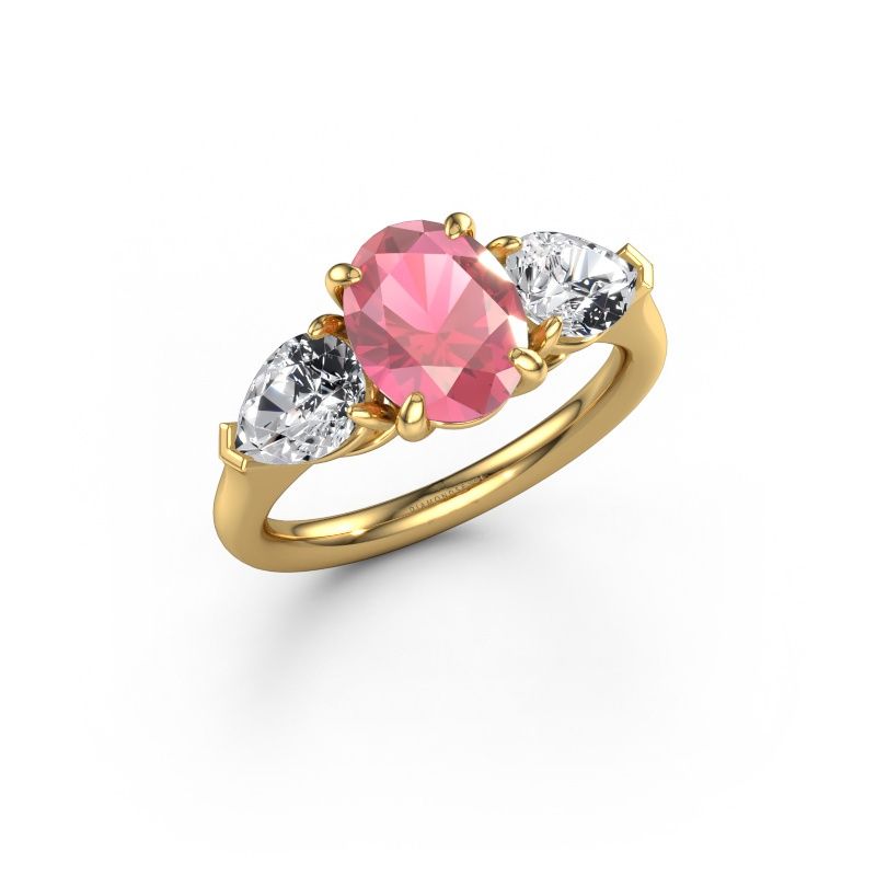 Engagement ring Carma OVL 585 gold tourmaline pink 9x7 mm
