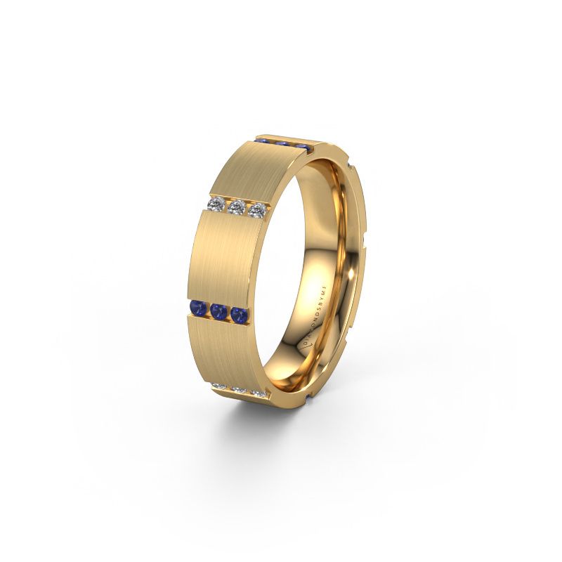 Trouwring WH0135L15BM 585 goud saffier ±5x2 mm