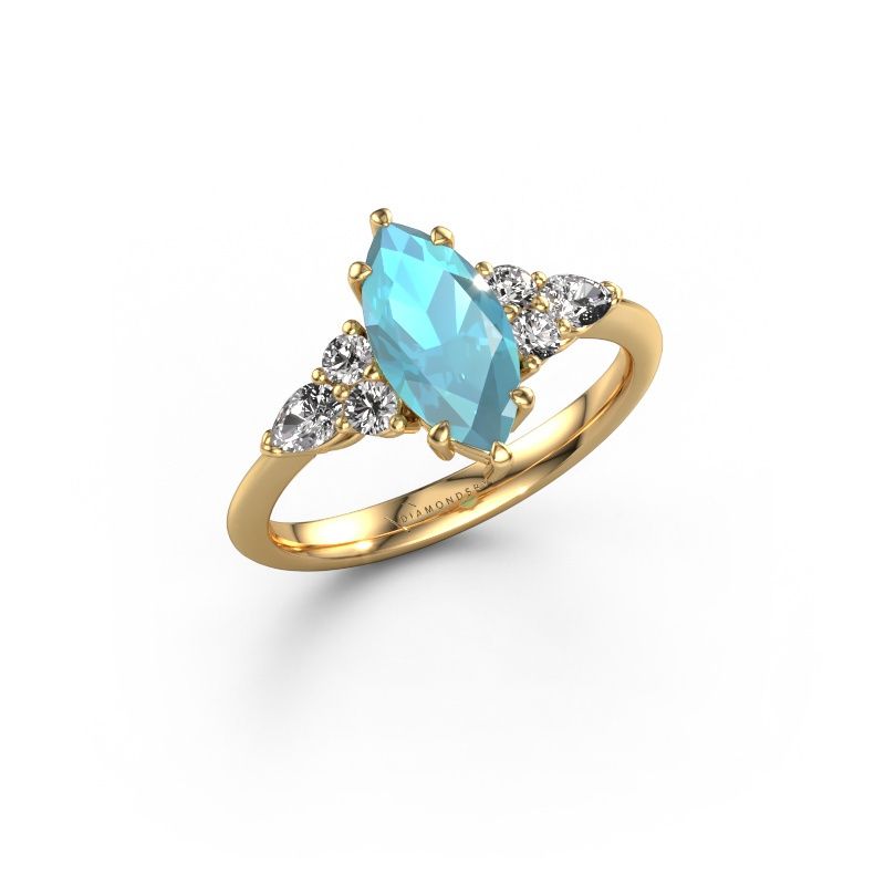 Verlovingsring Melani MRQ 585 goud blauw topaas 11x5.5 mm