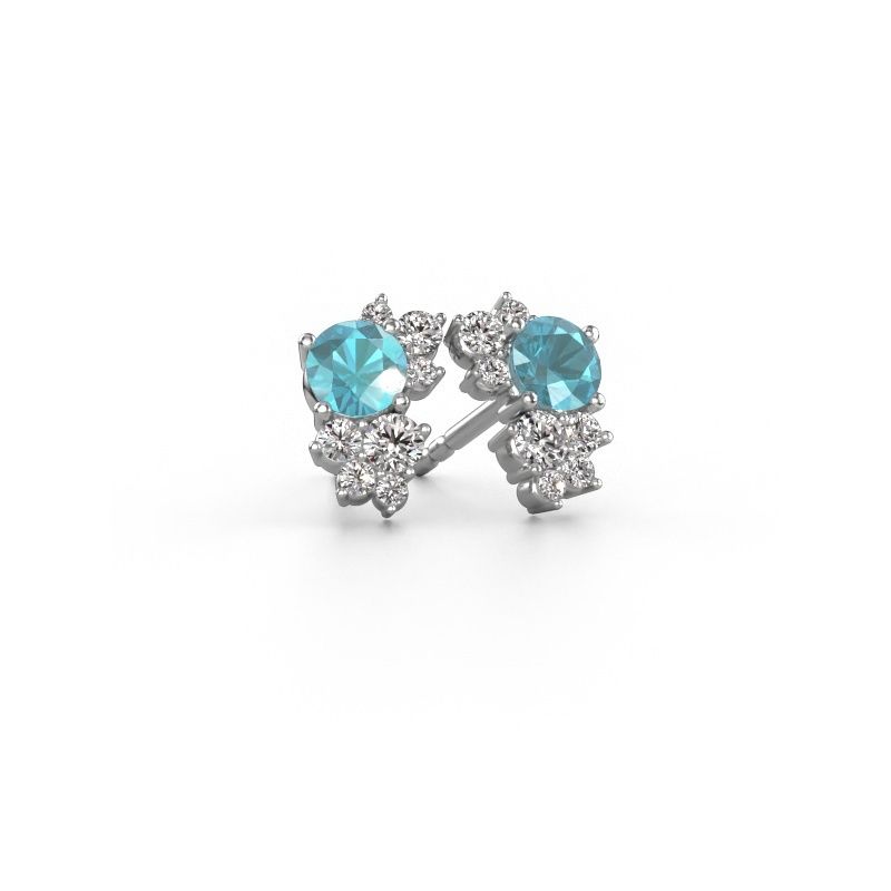 Oorknopjes Veronica 585 witgoud blauw topaas 4.2 mm