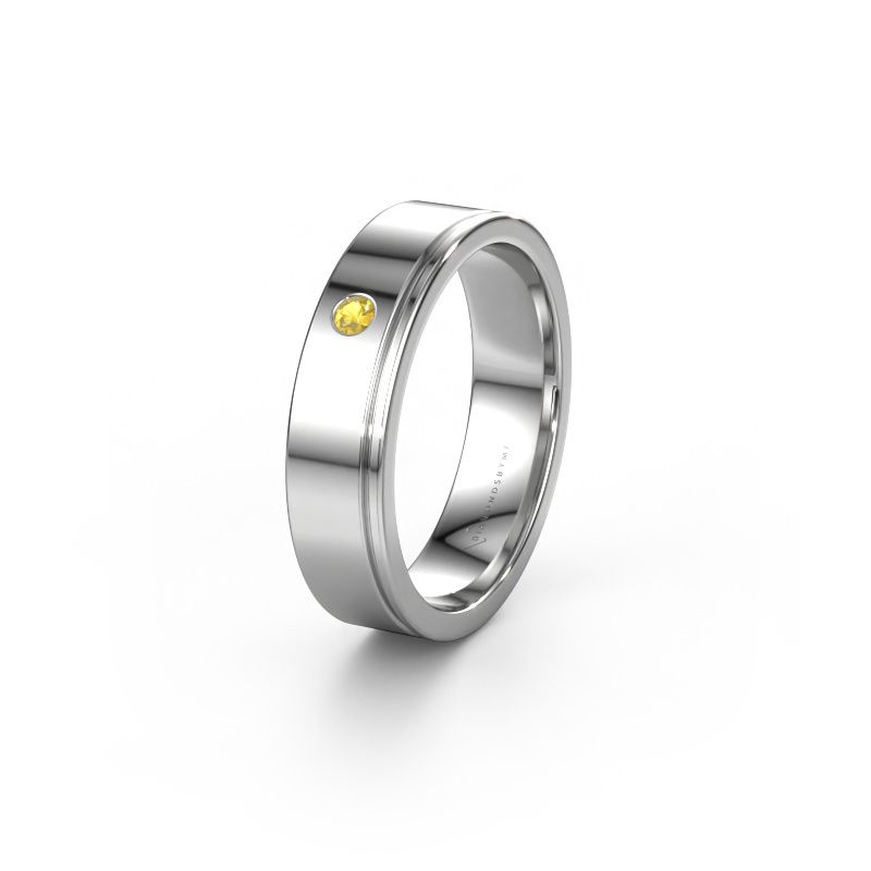 Wedding ring WH0501L15AP 585 white gold yellow sapphire ±5x1.7 mm