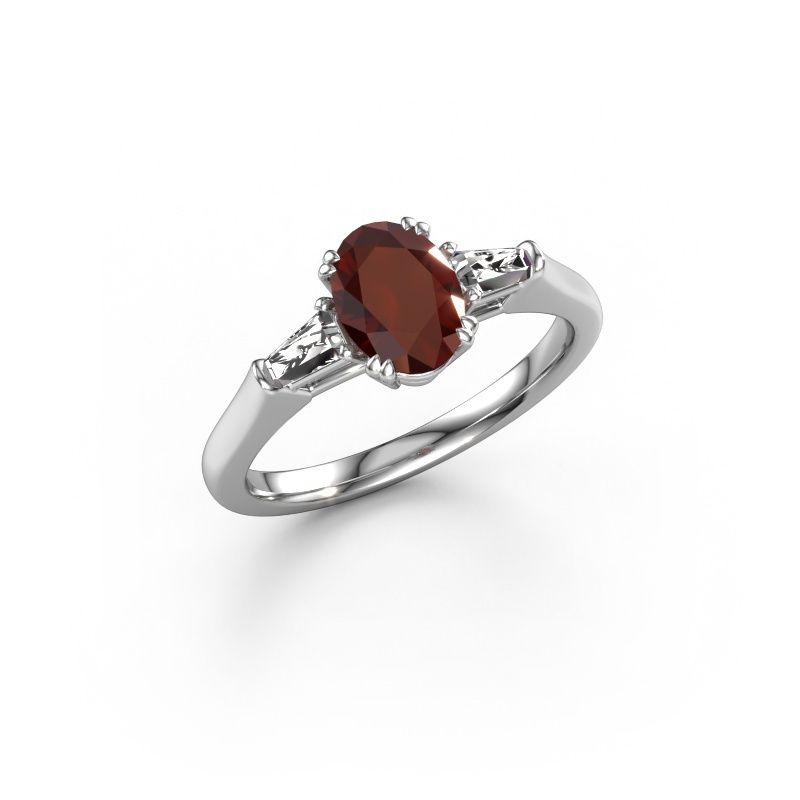 Bague de fiançailles Indy OVL 950 platine grenat 8x6 mm