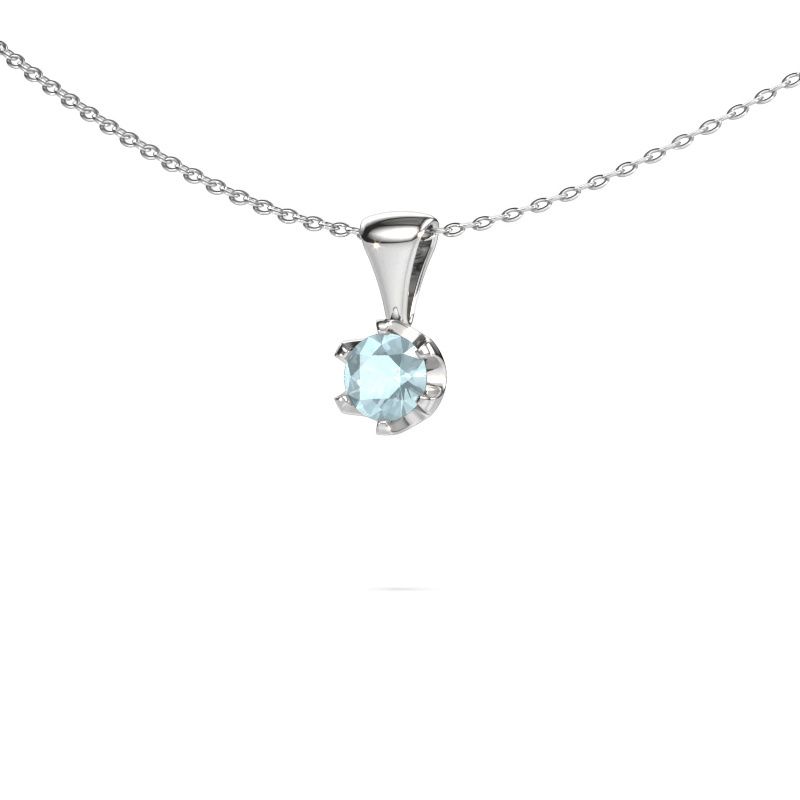 Kette Fran 585 Weißgold Aquamarin 5 mm