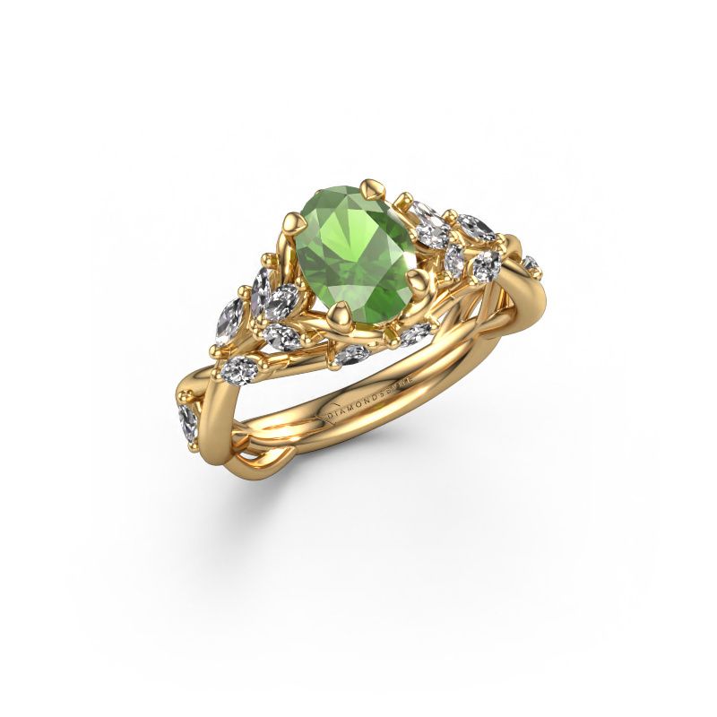 Verlobungsring Samantha OVL 585 Gold Turmalin grün 7,5x5,5 mm