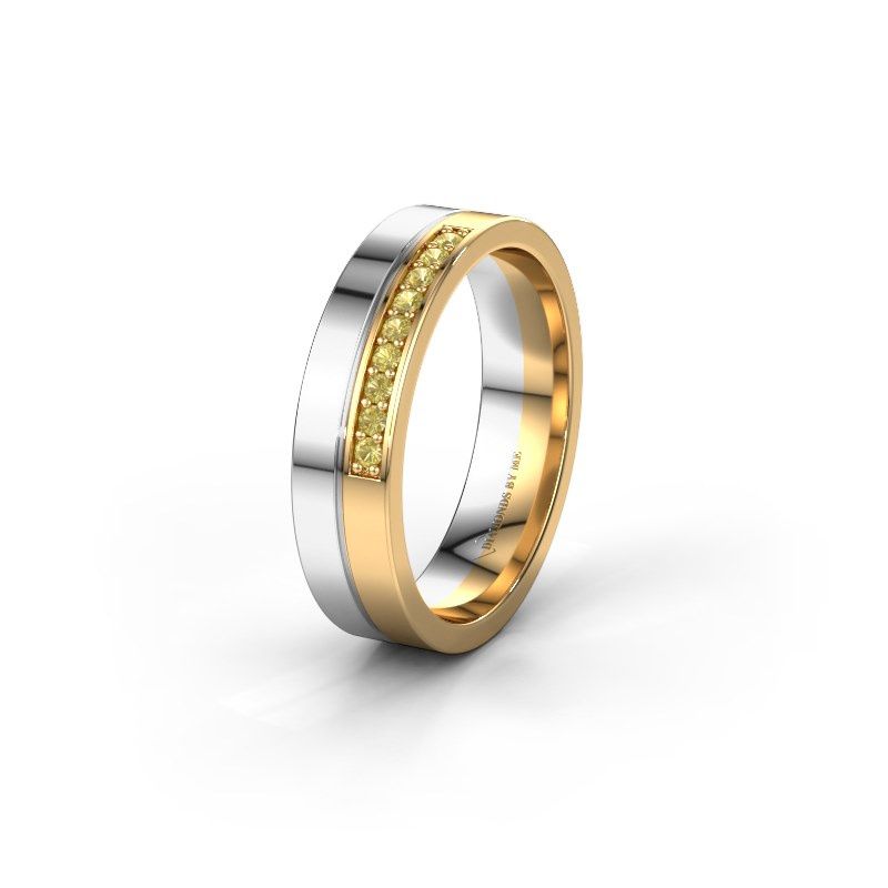 Image of Wedding ring WH0213L15AP<br/>585 white gold ±5x1.7 mm<br/>Yellow sapphire
