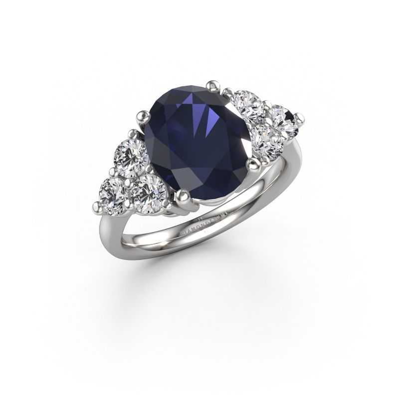 Bague de fiançailles Serenity OVL 585 or blanc saphir 11x9 mm