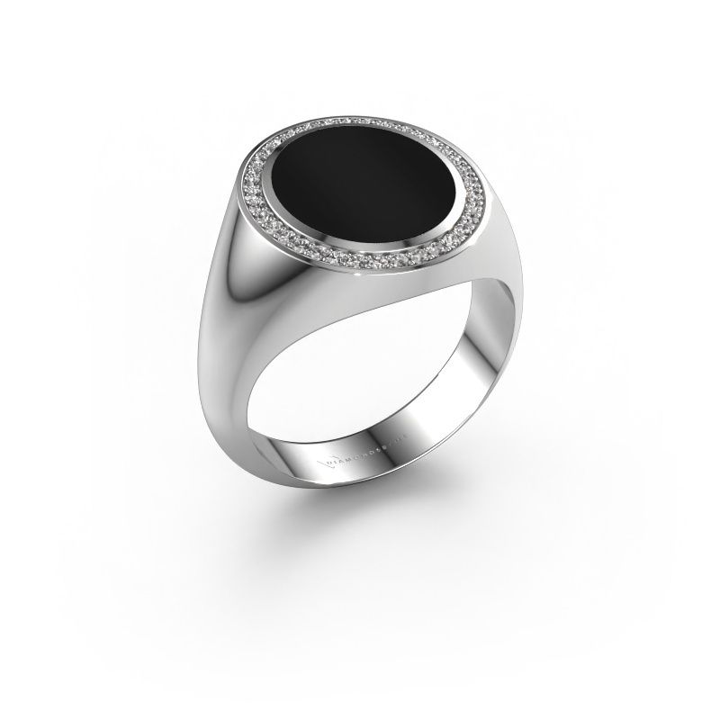 Chevalière Adam 3 950 platine onyx 13x11 mm