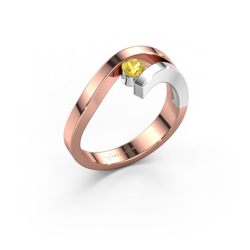 Ring Evalyn 1 585 rosé goud gele saffier 3.7 mm