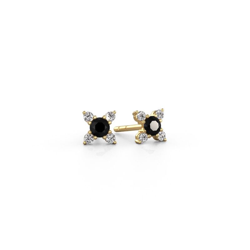 Boucles d'oreilles Nina 585 or jaune diamant noir 0.44 crt