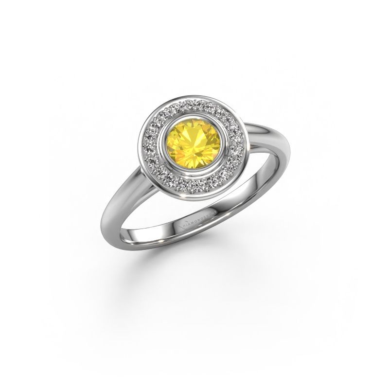 Bague de fiançailles Noud 1 RND 950 platine saphir jaune 4.7 mm