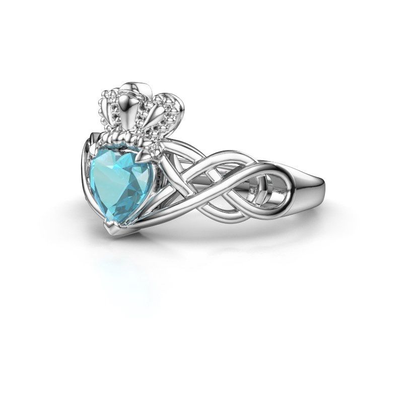 Image of Ring Lucie 585 white gold blue topaz 6 mm
