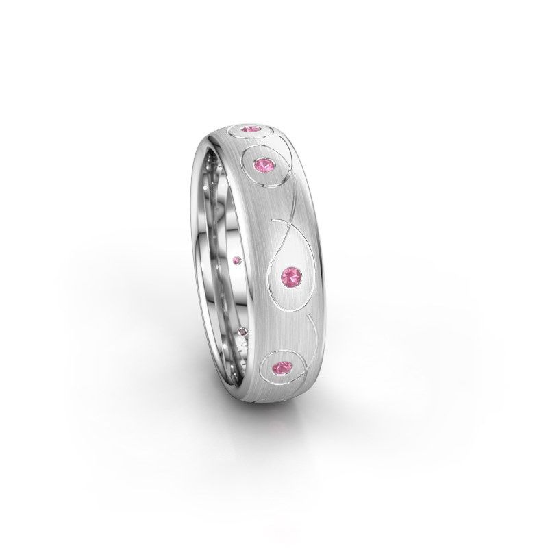 Image of Wedding ring WH2068L36BM<br/>950 platinum ±6x2 mm<br/>Pink sapphire